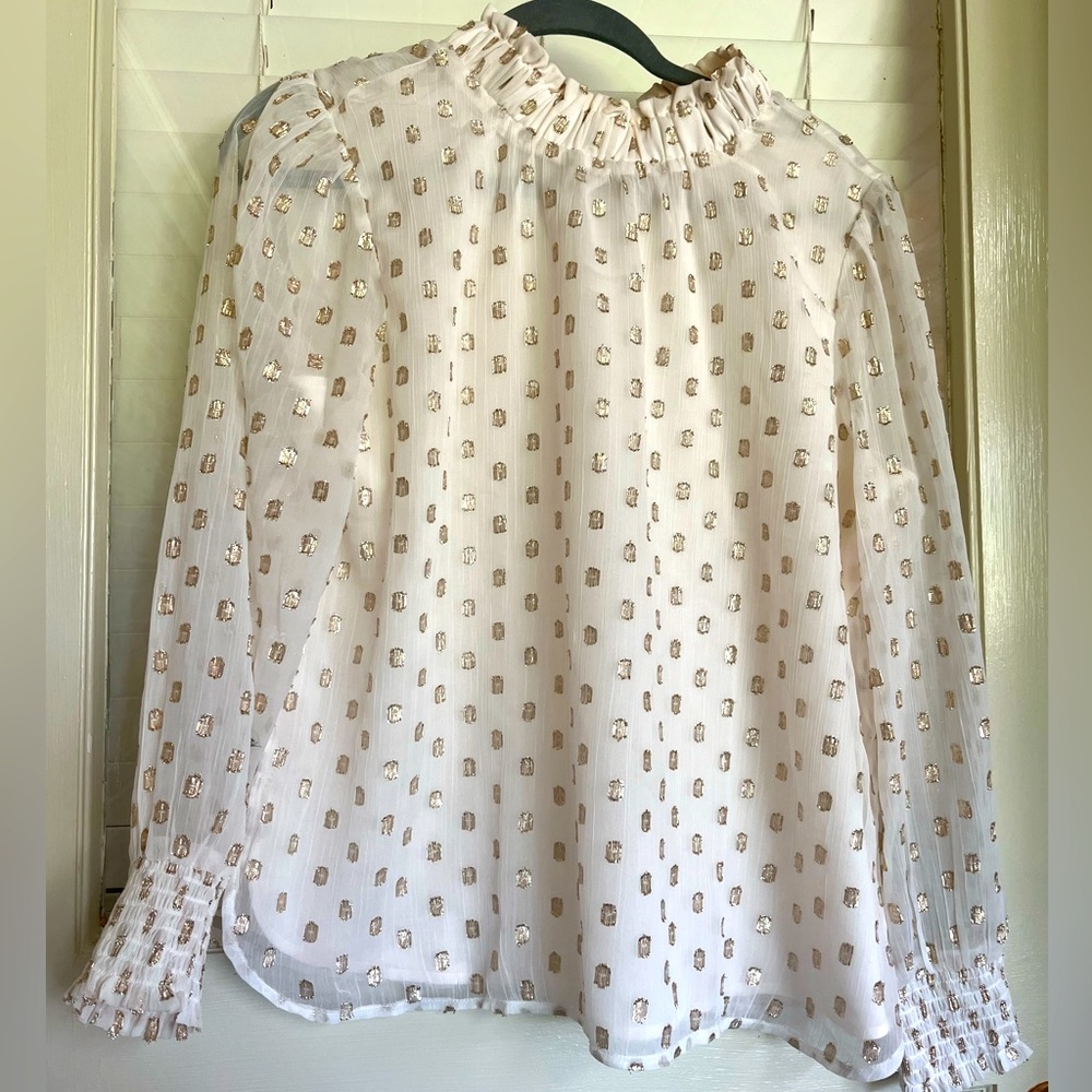 Loft PM lined gold shimmer blouse